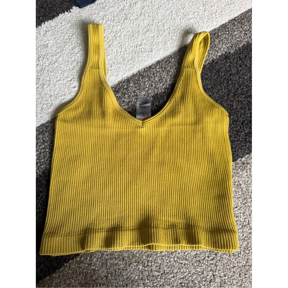 Ribbed V-Neck Tank Top in Mustard Yellow - Women